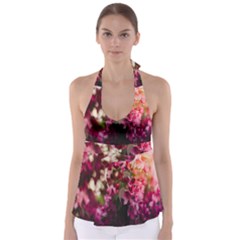 Pink Flower Babydoll Tankini Top