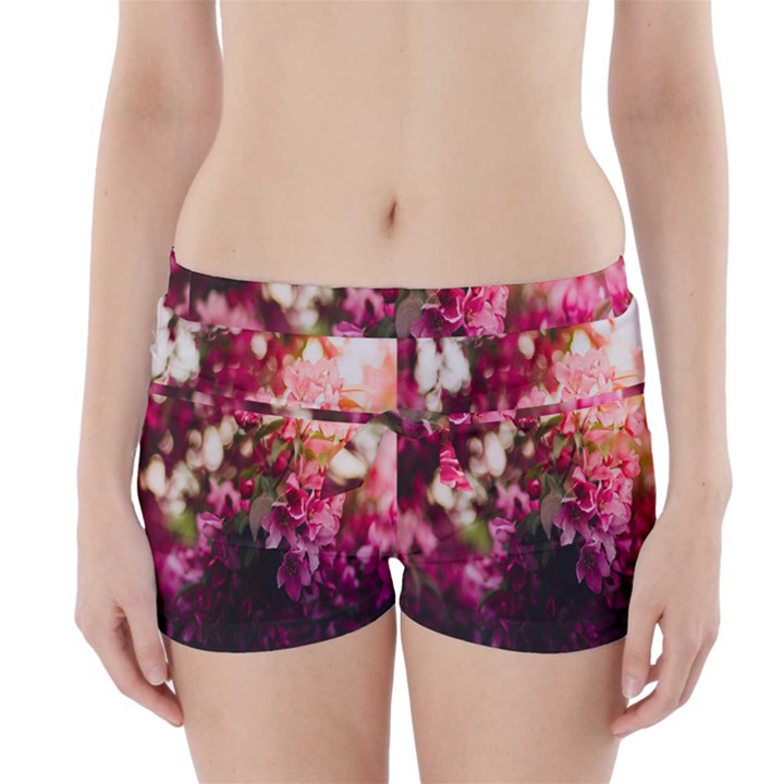 Pink Flower Boyleg Bikini Wrap Bottoms