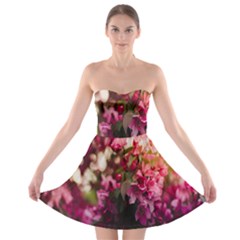 Pink Flower Strapless Bra Top Dress