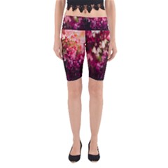 Pink Flower Yoga Cropped Leggings