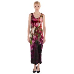 Pink Flower Fitted Maxi Dress