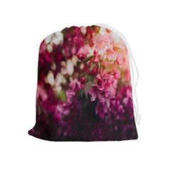 Pink Flower Drawstring Pouch (XL)