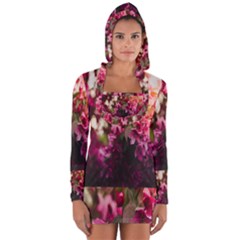 Pink Flower Long Sleeve Hooded T-shirt by artworkshop