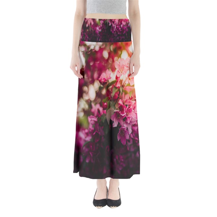 Pink Flower Full Length Maxi Skirt