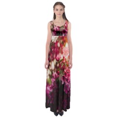 Pink Flower Empire Waist Maxi Dress