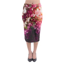 Pink Flower Midi Pencil Skirt