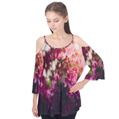 Pink Flower Flutter Sleeve Tee 