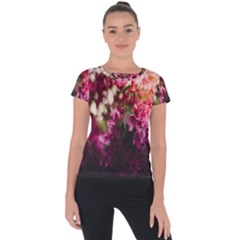 Pink Flower Short Sleeve Sports Top 