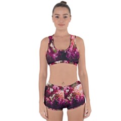 Pink Flower Racerback Boyleg Bikini Set