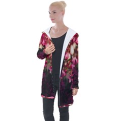 Pink Flower Longline Hooded Cardigan