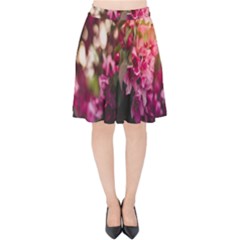 Pink Flower Velvet High Waist Skirt