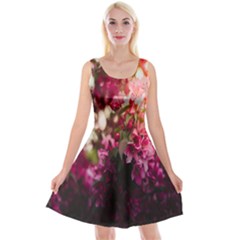 Pink Flower Reversible Velvet Sleeveless Dress