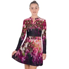 Pink Flower Long Sleeve Panel Dress