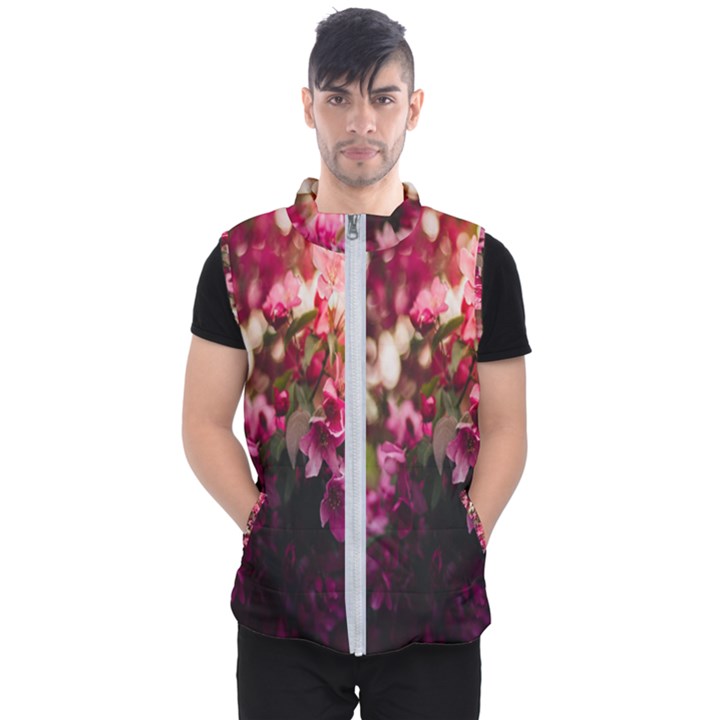 Pink Flower Men s Puffer Vest