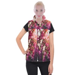 Pink Flower Women s Button Up Vest