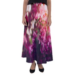 Pink Flower Flared Maxi Skirt