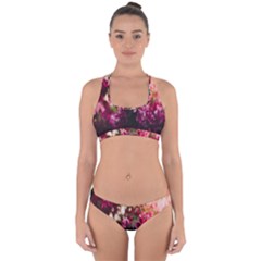 Pink Flower Cross Back Hipster Bikini Set