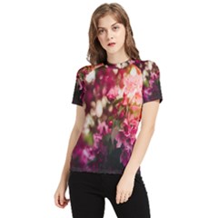 Pink Flower Women s Short Sleeve Rash Guard