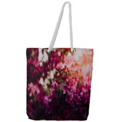 Pink Flower Full Print Rope Handle Tote (Large)