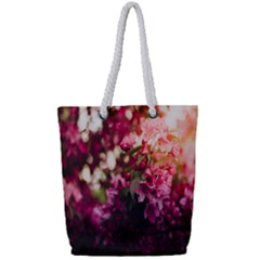 Pink Flower Full Print Rope Handle Tote (Small)