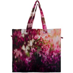 Pink Flower Canvas Travel Bag