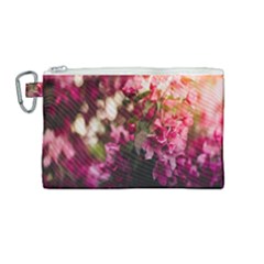 Pink Flower Canvas Cosmetic Bag (Medium)