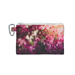 Pink Flower Canvas Cosmetic Bag (Small)