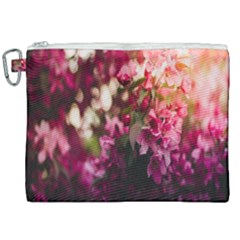 Pink Flower Canvas Cosmetic Bag (XXL)