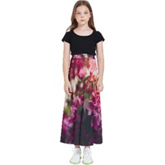 Pink Flower Kids  Flared Maxi Skirt