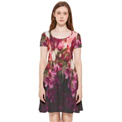 Pink Flower Inside Out Cap Sleeve Dress