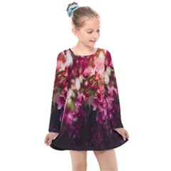 Pink Flower Kids  Long Sleeve Dress