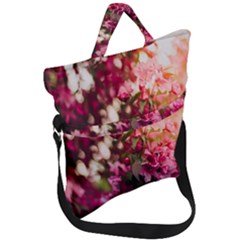 Pink Flower Fold Over Handle Tote Bag