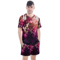 Pink Flower Men s Mesh Tee and Shorts Set