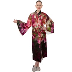 Pink Flower Maxi Velvet Kimono by artworkshop