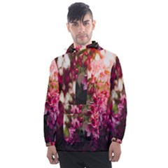 Pink Flower Men s Front Pocket Pullover Windbreaker by artworkshop