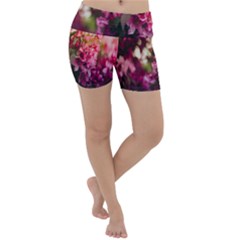 Pink Flower Lightweight Velour Yoga Shorts