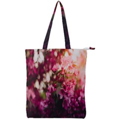 Pink Flower Double Zip Up Tote Bag