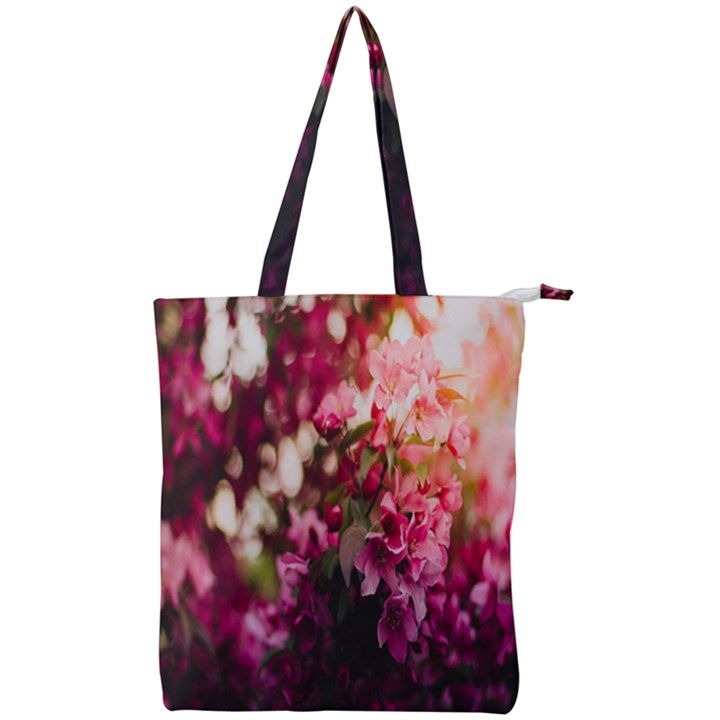 Pink Flower Double Zip Up Tote Bag