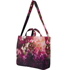 Pink Flower Square Shoulder Tote Bag