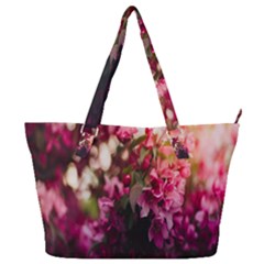 Pink Flower Full Print Shoulder Bag