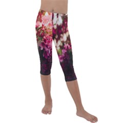 Pink Flower Kids  Lightweight Velour Capri Leggings 