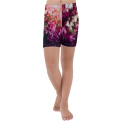 Pink Flower Kids  Lightweight Velour Capri Yoga Leggings