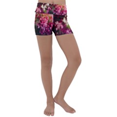 Pink Flower Kids  Lightweight Velour Yoga Shorts