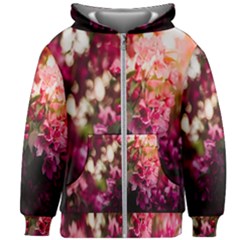 Pink Flower Kids  Zipper Hoodie Without Drawstring