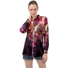 Pink Flower Long Sleeve Satin Shirt