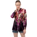 Pink Flower Long Sleeve Satin Shirt View1