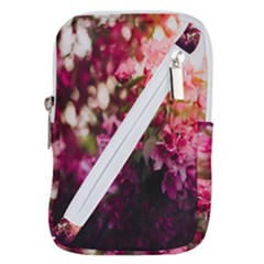 Pink Flower Belt Pouch Bag (Large)