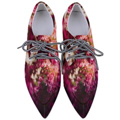 Pink Flower Pointed Oxford Shoes