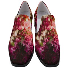 Pink Flower Women Slip On Heel Loafers