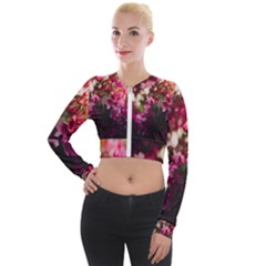 Pink Flower Long Sleeve Cropped Velvet Jacket